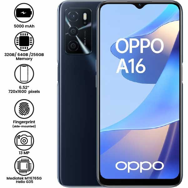 Oppo a16 smartphone, available at Mobitel UK